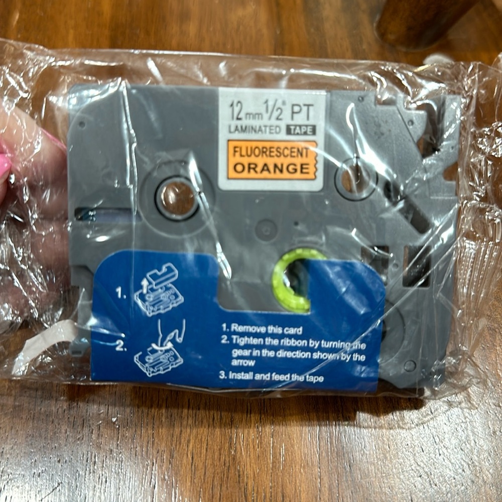 Fluorescent Orange laminated tape for Brother P-Touch label maker